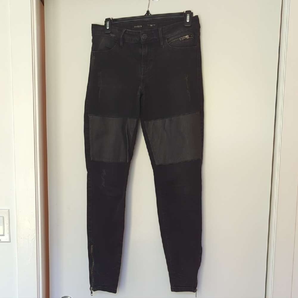 Black Denim Patchwork Jeans